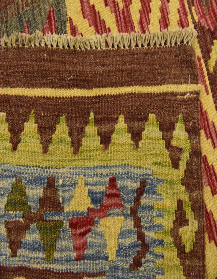 Detail image of  3' 5 x 3' 6  Hand Woven Kilim Maymana Wool Square Rug