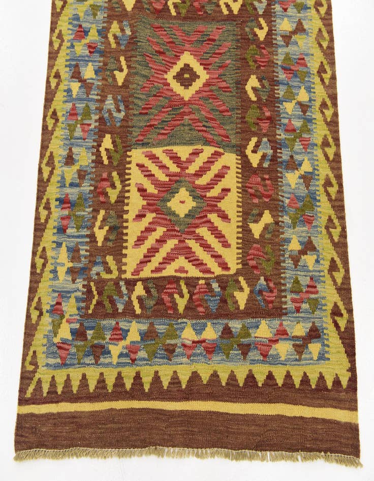 Detail image of  3' 5 x 3' 6  Hand Woven Kilim Maymana Wool Square Rug