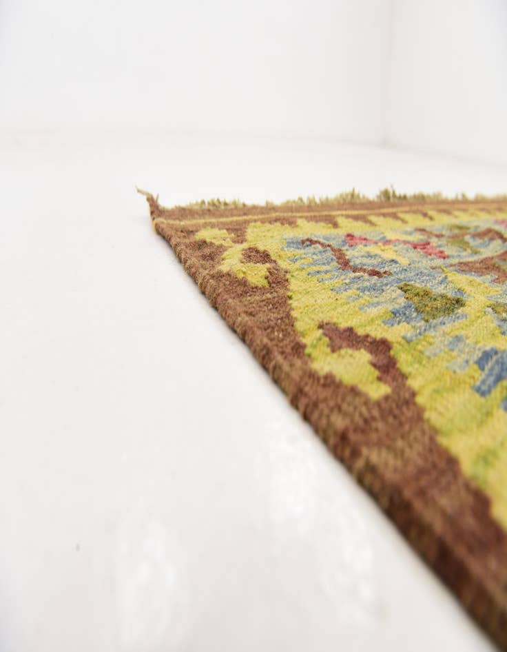 Detail image of  3' 5 x 3' 6  Hand Woven Kilim Maymana Wool Square Rug