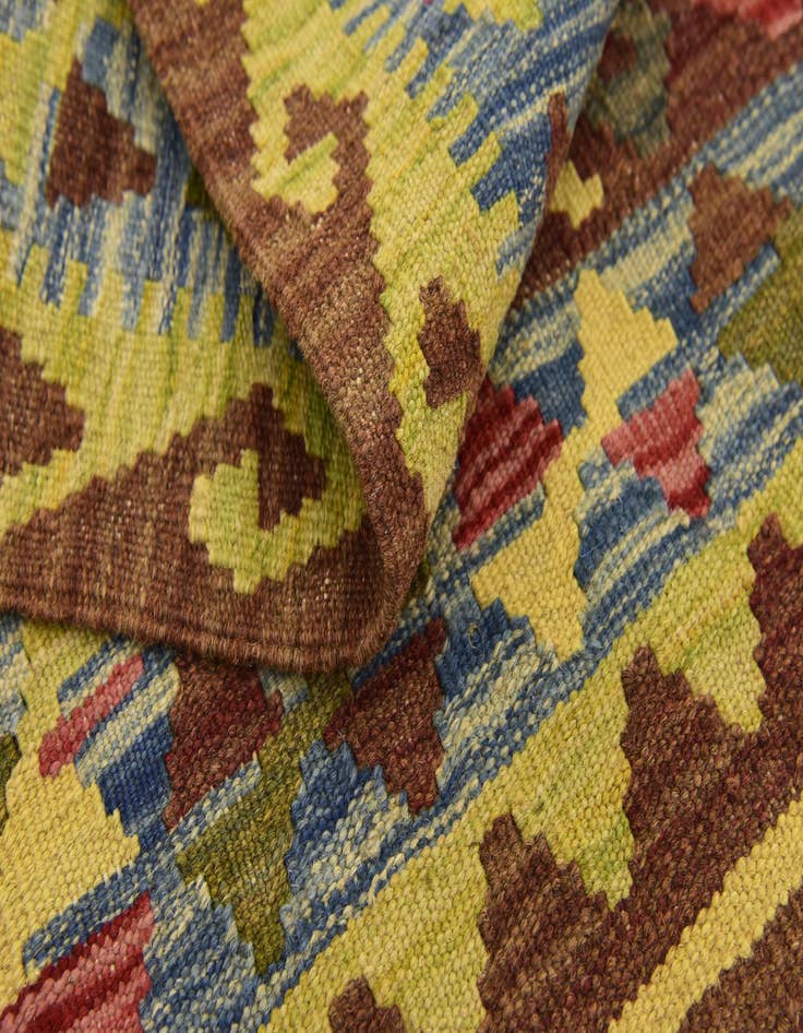 Detail image of  3' 5 x 3' 6  Hand Woven Kilim Maymana Wool Square Rug