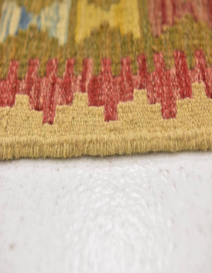 Detail image of  3' 2 x 3' 8  Hand Woven Kilim Maymana Wool Square Rug