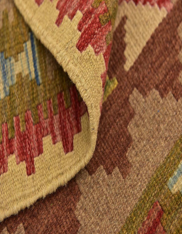Detail image of  3' 2 x 3' 8  Hand Woven Kilim Maymana Wool Square Rug