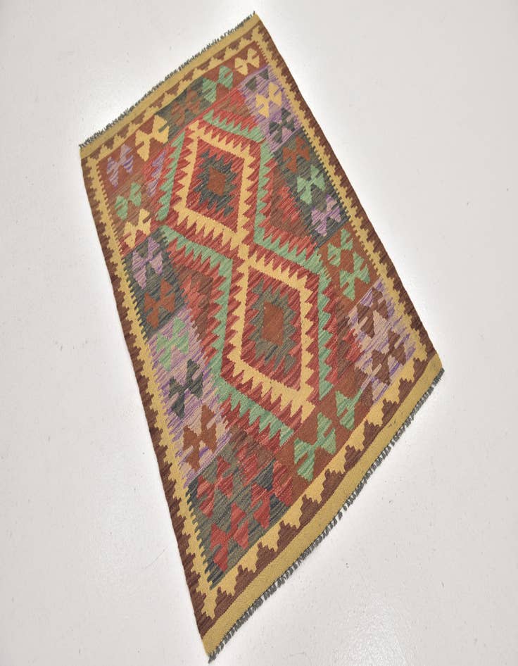 Detail image of  3' x 3' 10  Hand Woven Kilim Maymana Wool Square Rug