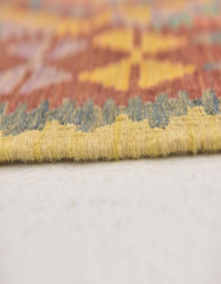 Detail image of  3' 2 x 3' 6  Hand Woven Kilim Maymana Wool Square Rug