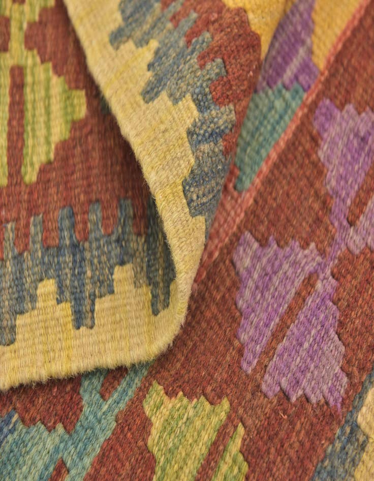 Detail image of  3' 2 x 3' 6  Hand Woven Kilim Maymana Wool Square Rug