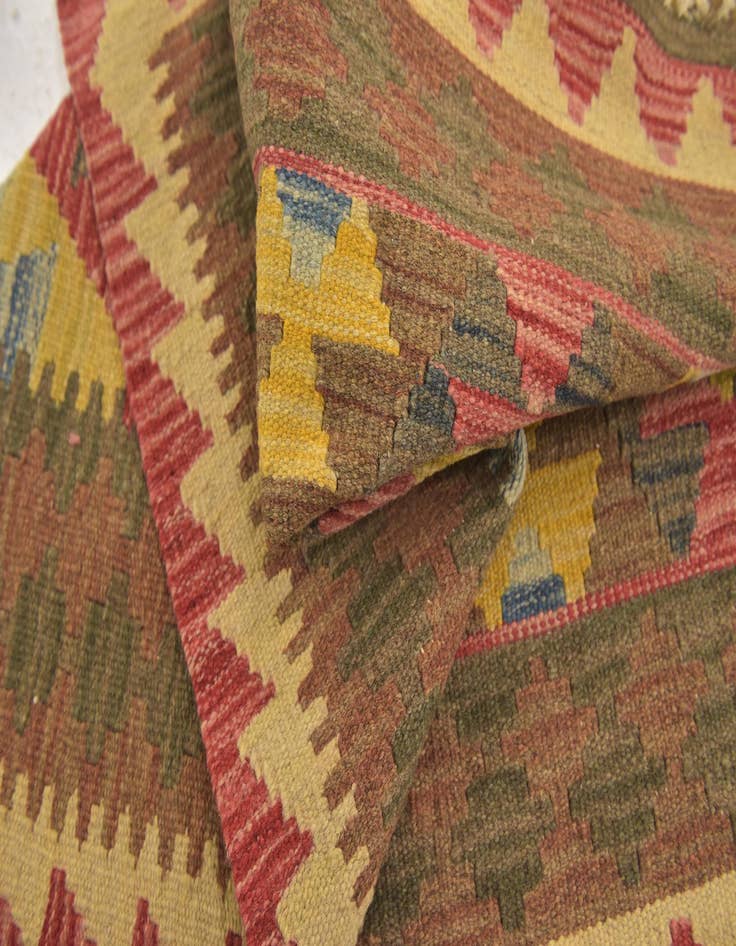 Detail image of  3' 2 x 3' 10  Hand Woven Kilim Maymana Wool Square Rug