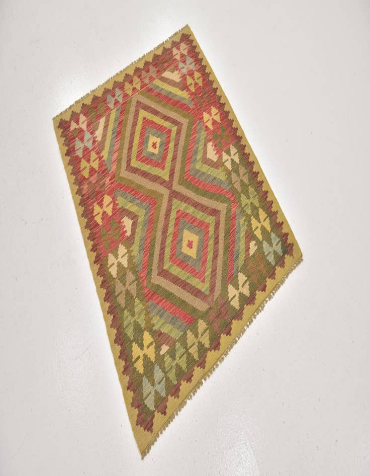 Detail image of  3' 3 x 3' 10  Hand Woven Kilim Maymana Wool Square Rug