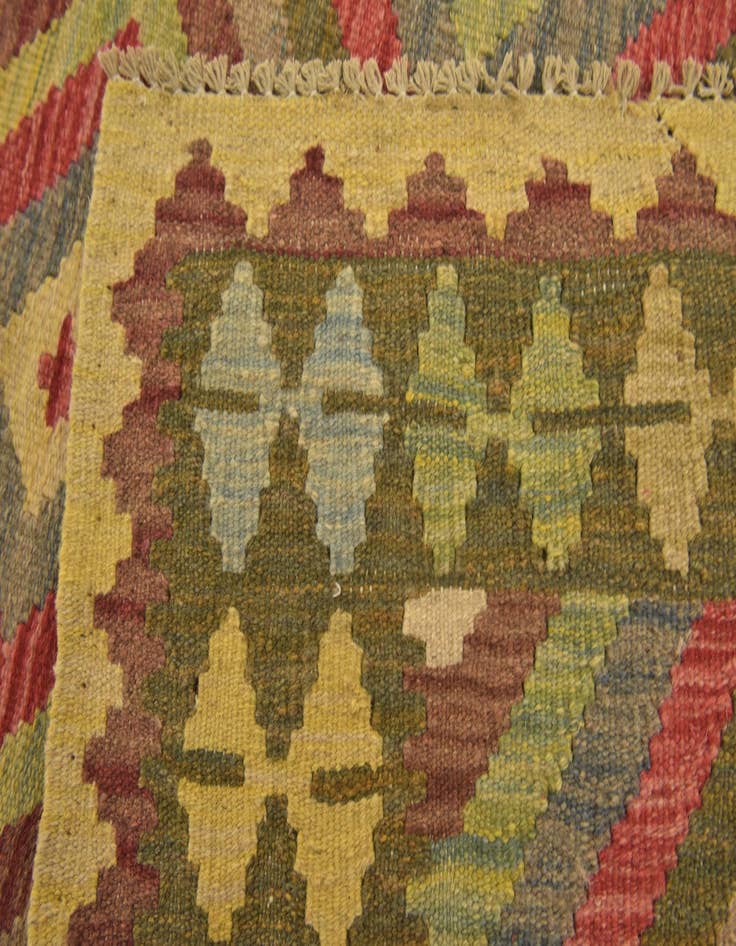 Detail image of  3' 3 x 3' 10  Hand Woven Kilim Maymana Wool Square Rug