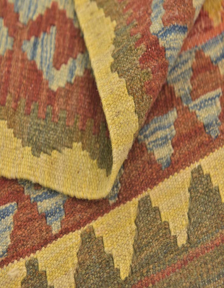 Detail image of  3' 2 x 3' 6  Hand Woven Kilim Maymana Wool Square Rug