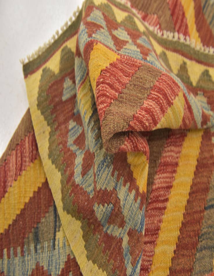 Detail image of  3' 2 x 3' 6  Hand Woven Kilim Maymana Wool Square Rug