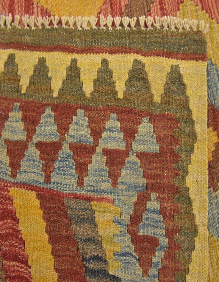 Detail image of  3' 2 x 3' 6  Hand Woven Kilim Maymana Wool Square Rug