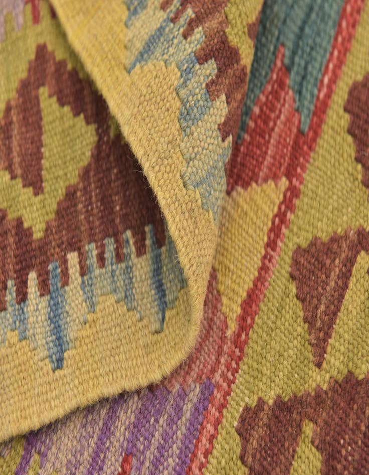 Detail image of  3' 3 x 3' 6  Hand Woven Kilim Maymana Wool Square Rug