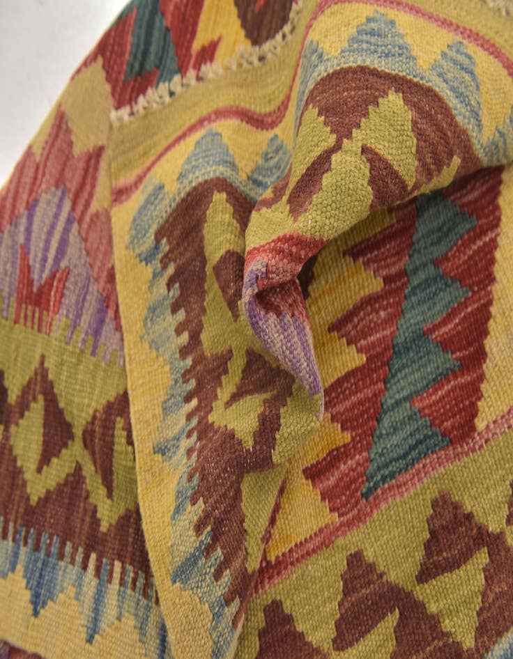 Detail image of  3' 3 x 3' 6  Hand Woven Kilim Maymana Wool Square Rug