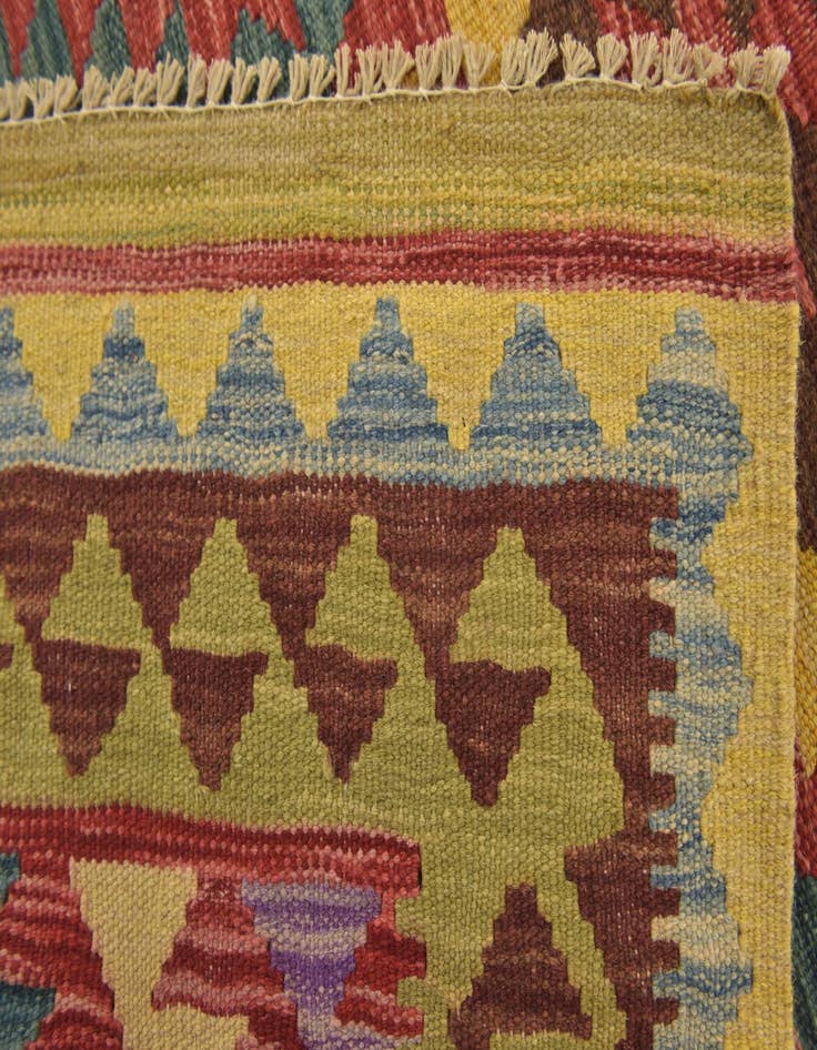 Detail image of  3' 3 x 3' 6  Hand Woven Kilim Maymana Wool Square Rug