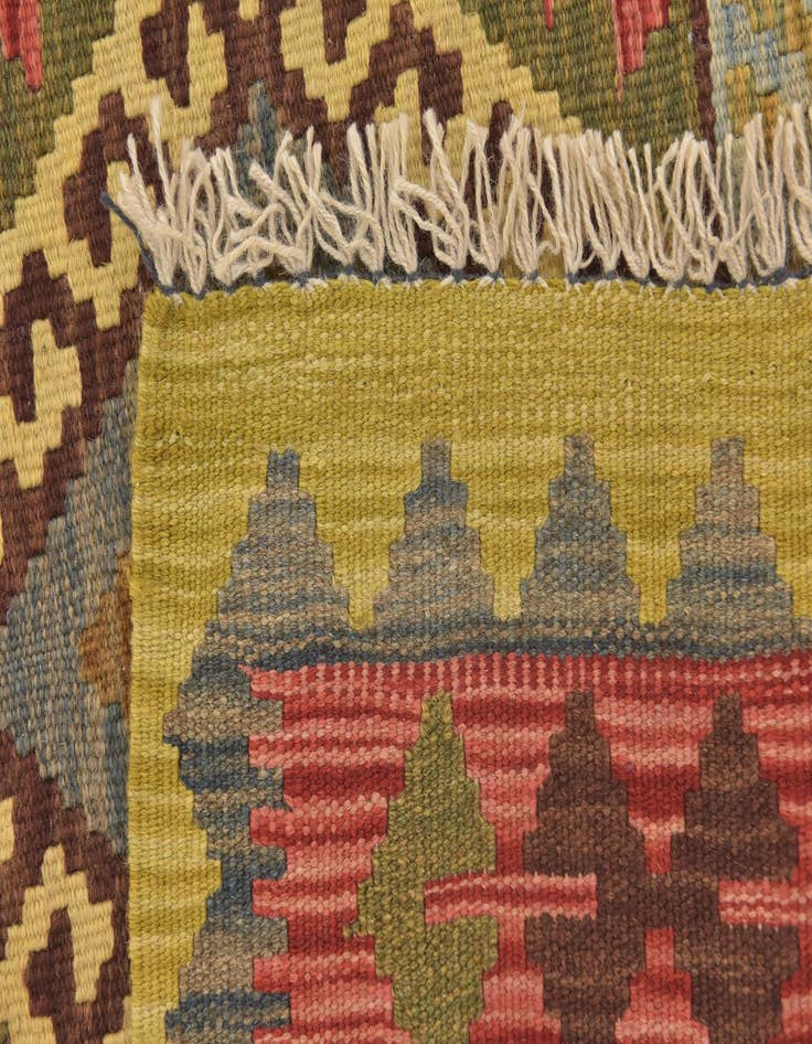 Detail image of  3' 2 x 3' 10  Hand Woven Kilim Maymana Wool Square Rug
