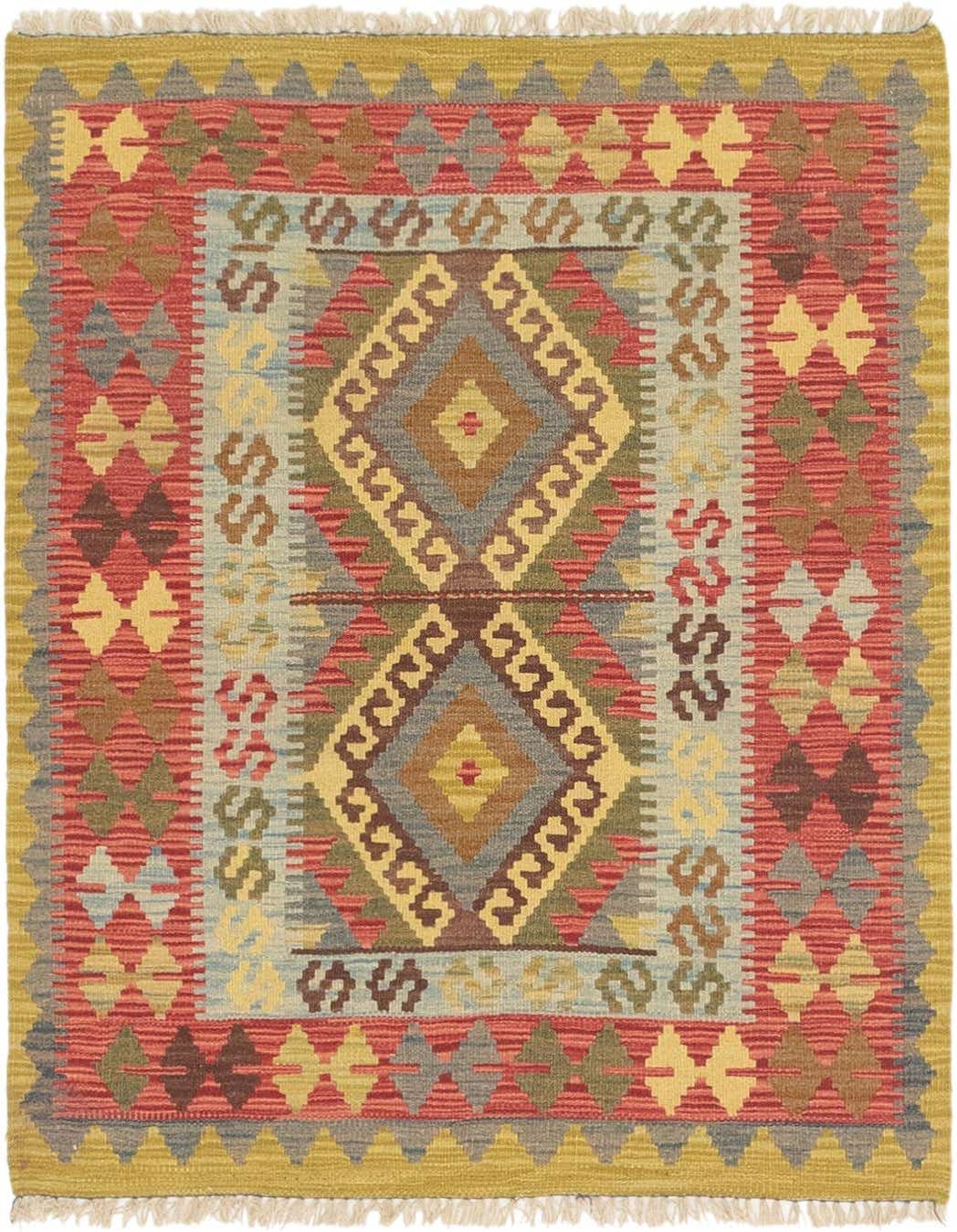 Primary image  3' 2 x 3' 10  Hand Woven Kilim Maymana Wool Square Rug