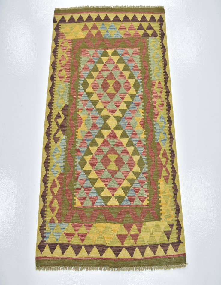 Detail image of  3' 3 x 3' 8  Hand Woven Kilim Maymana Wool Square Rug