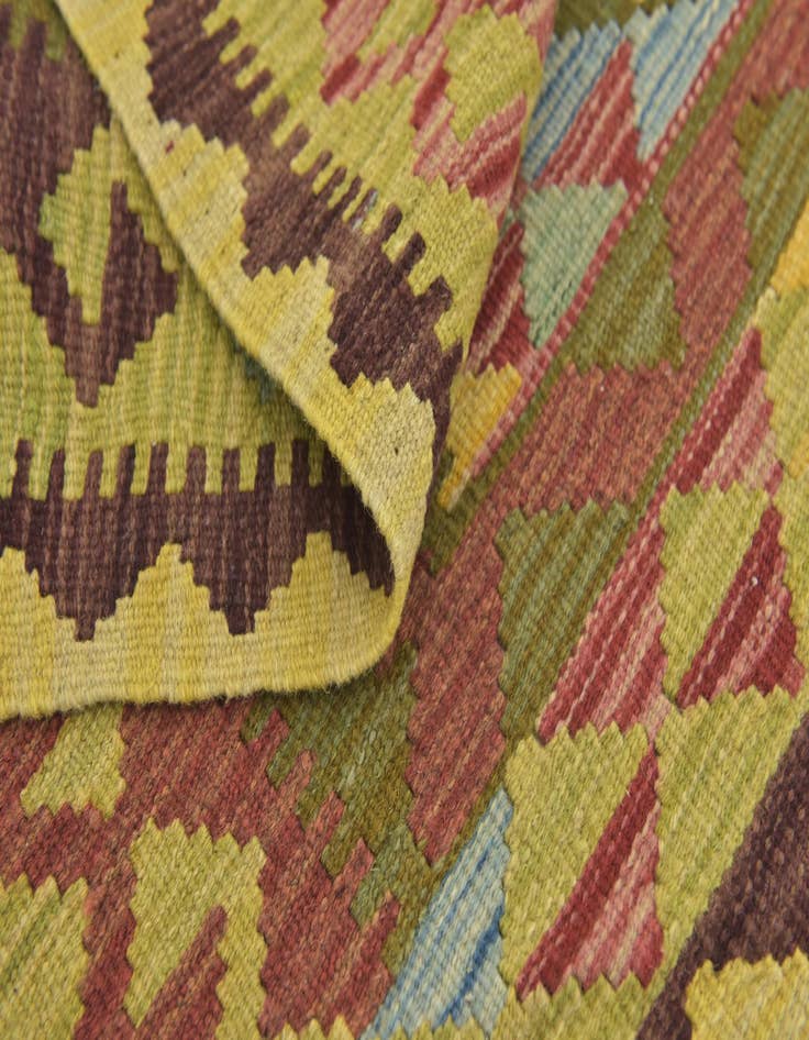 Detail image of  3' 3 x 3' 8  Hand Woven Kilim Maymana Wool Square Rug