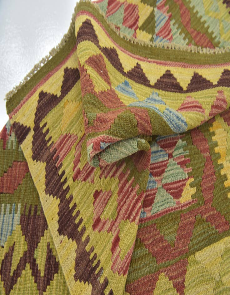 Detail image of  3' 3 x 3' 8  Hand Woven Kilim Maymana Wool Square Rug