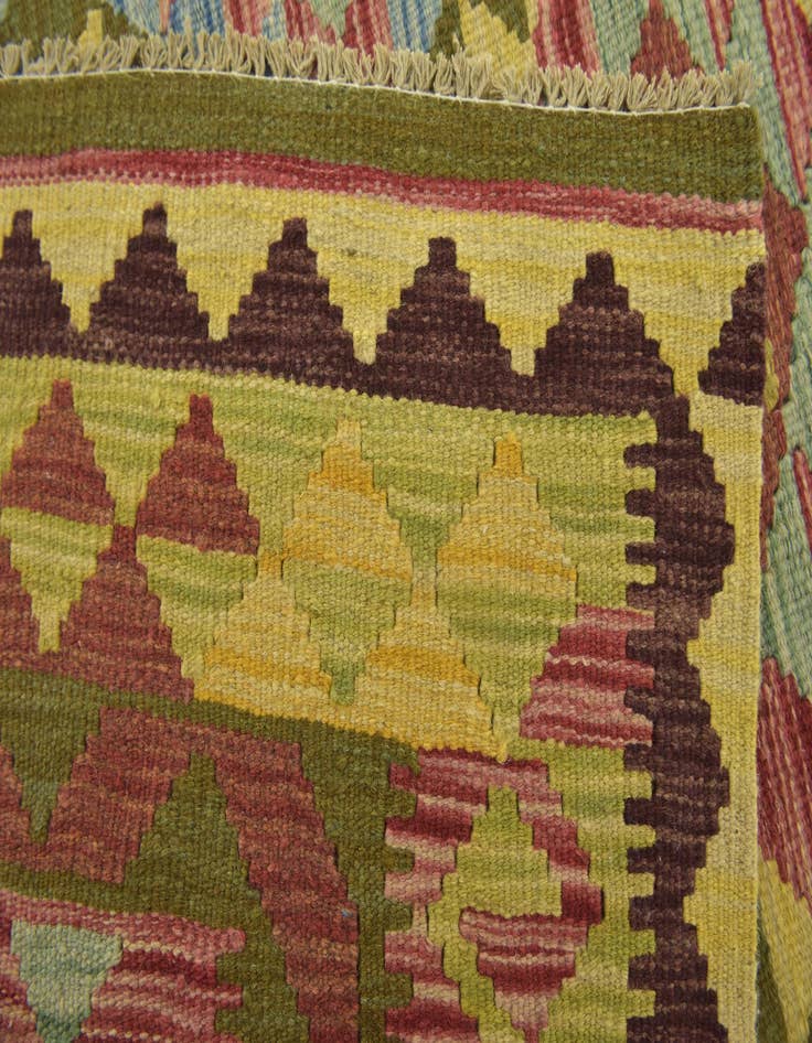 Detail image of  3' 3 x 3' 8  Hand Woven Kilim Maymana Wool Square Rug