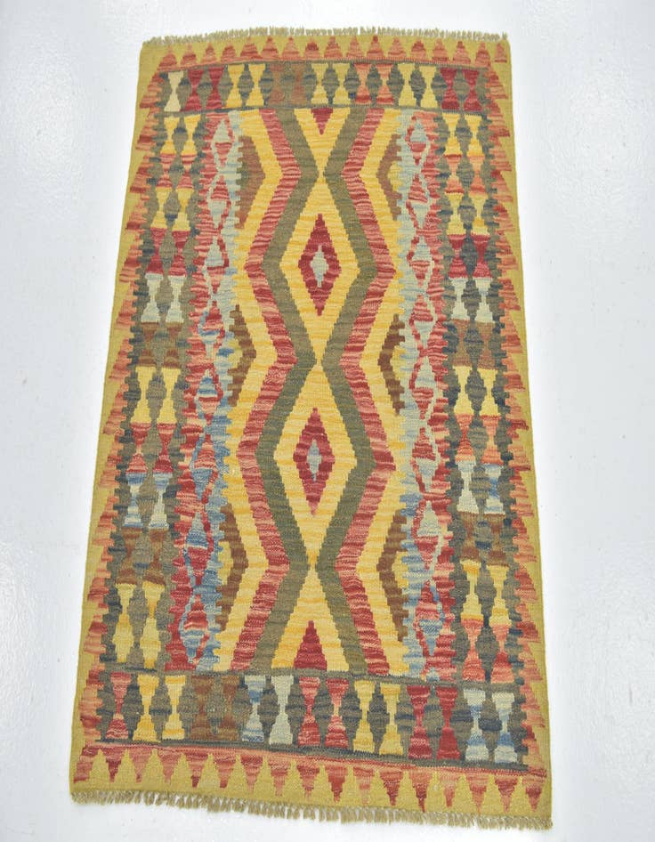 Detail image of  3' 3 x 3' 4  Hand Woven Kilim Maymana Wool Square Rug