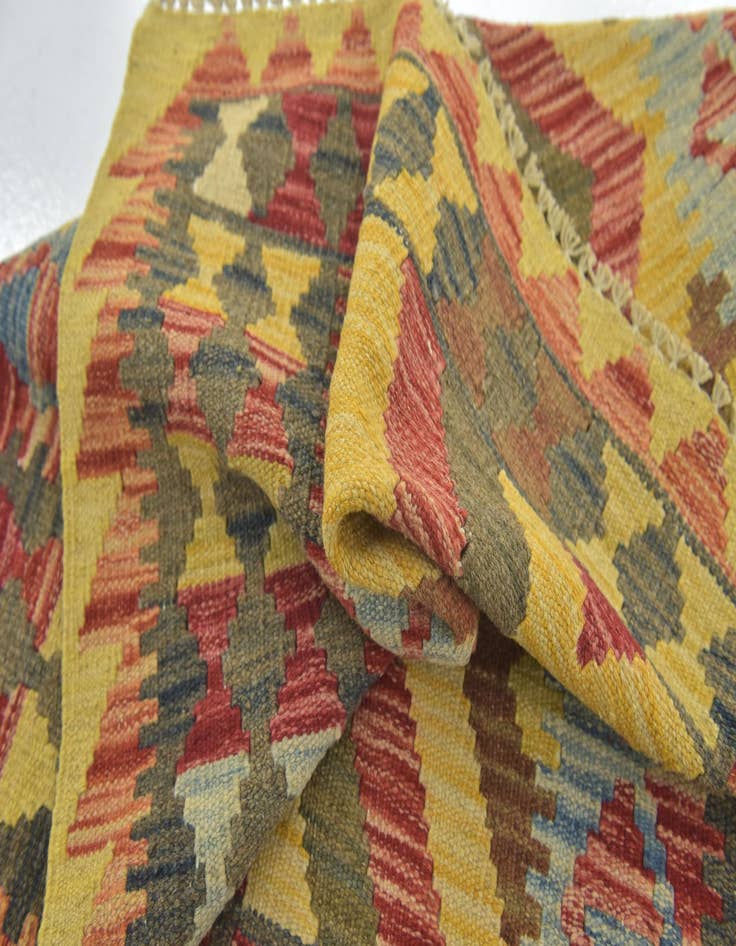 Detail image of  3' 3 x 3' 4  Hand Woven Kilim Maymana Wool Square Rug