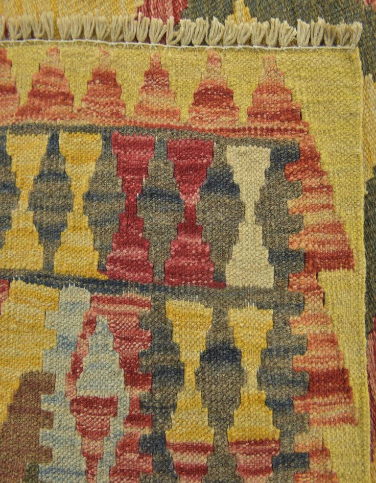 Detail image of  3' 3 x 3' 4  Hand Woven Kilim Maymana Wool Square Rug