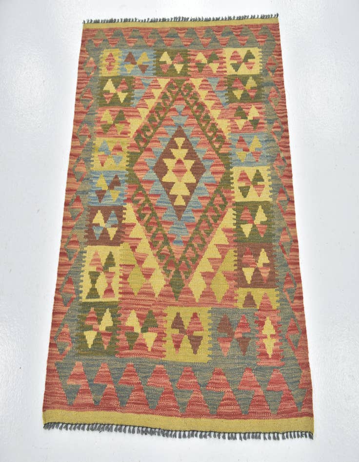 Detail image of  3' 4 x 3' 5  Hand Woven Kilim Maymana Wool Square Rug