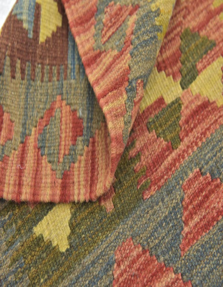 Detail image of  3' 4 x 3' 5  Hand Woven Kilim Maymana Wool Square Rug