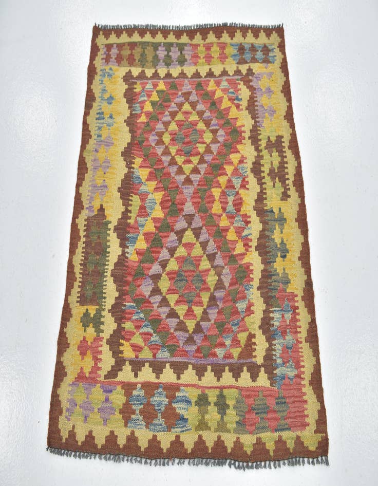 Detail image of  3' 3 x 3' 7  Hand Woven Kilim Maymana Wool Square Rug