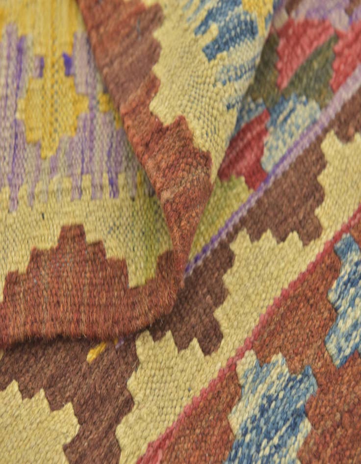 Detail image of  3' 3 x 3' 7  Hand Woven Kilim Maymana Wool Square Rug