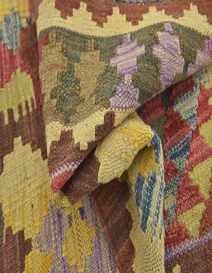 Detail image of  3' 3 x 3' 7  Hand Woven Kilim Maymana Wool Square Rug