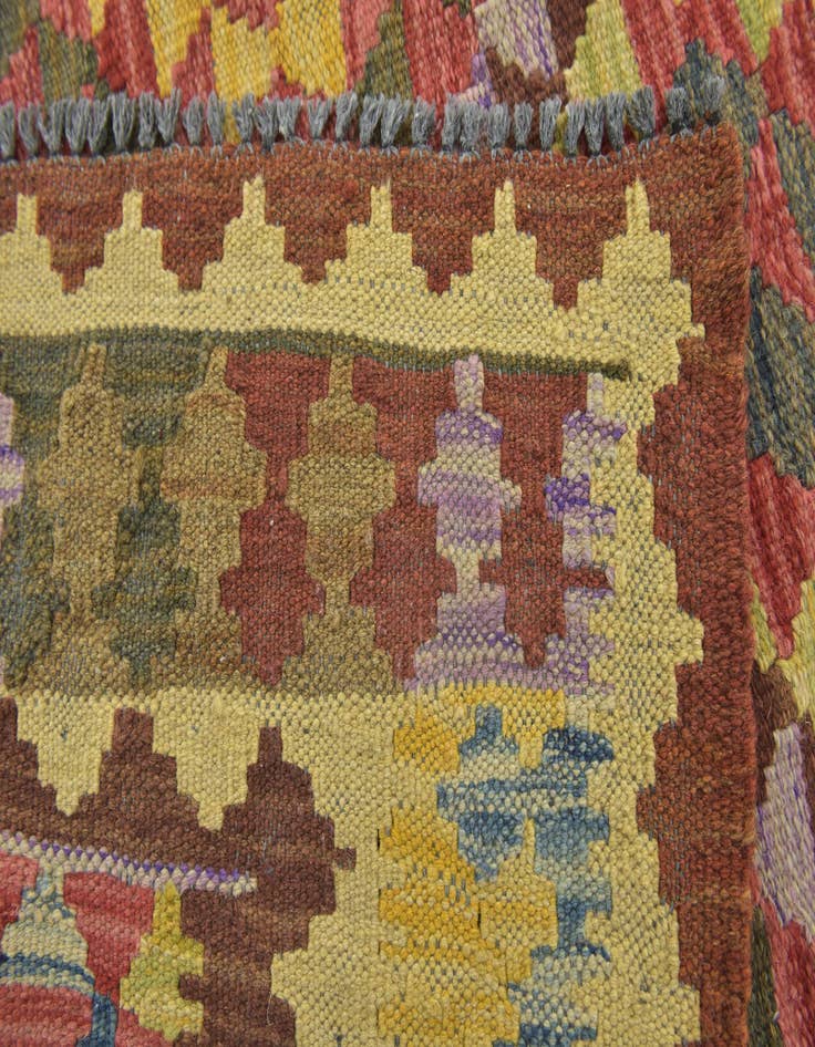 Detail image of  3' 3 x 3' 7  Hand Woven Kilim Maymana Wool Square Rug