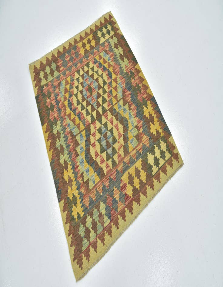 Detail image of 3' 3 x 3' 10 Hand Woven Kilim Maymana Wool Square Rug