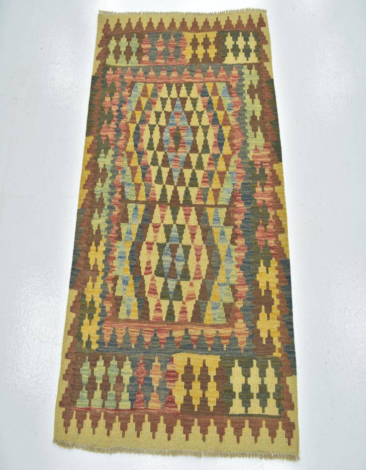 Detail image of 3' 3 x 3' 10 Hand Woven Kilim Maymana Wool Square Rug