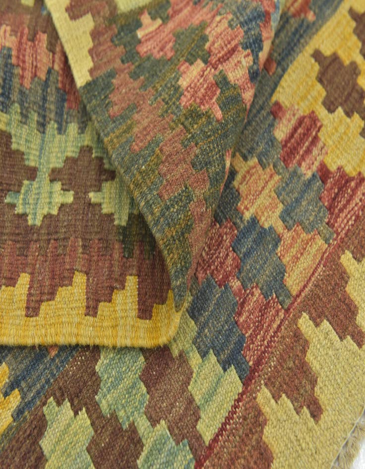 Detail image of 3' 3 x 3' 10 Hand Woven Kilim Maymana Wool Square Rug