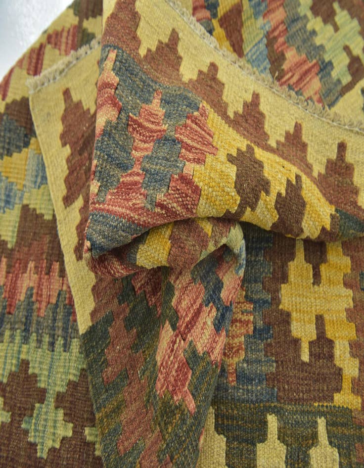 Detail image of 3' 3 x 3' 10 Hand Woven Kilim Maymana Wool Square Rug