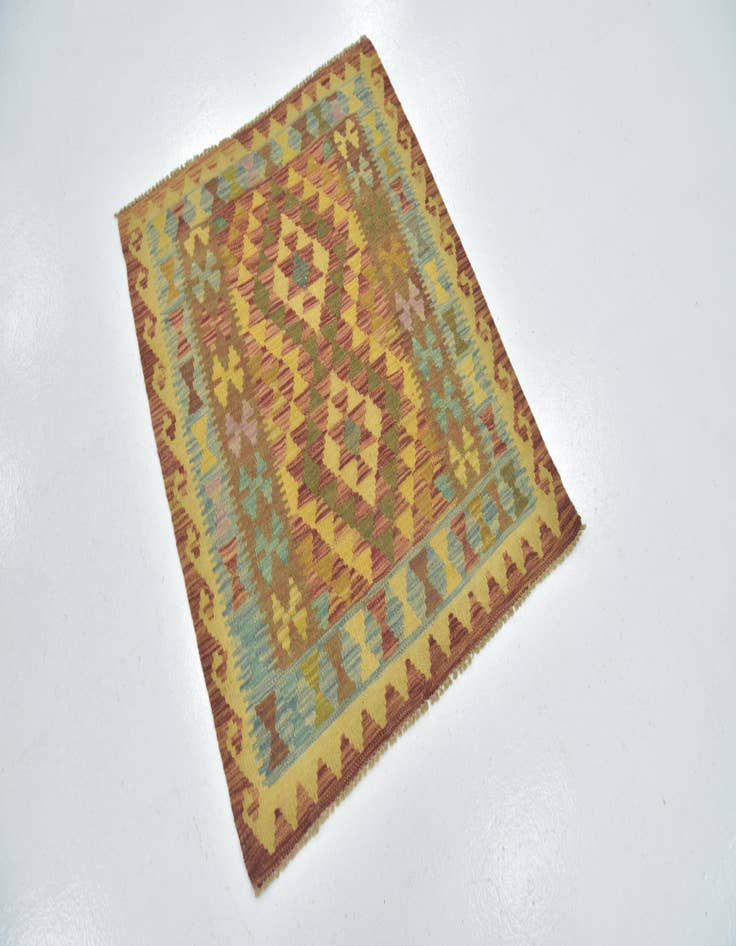 Detail image of  3' x 3' 8  Hand Woven Kilim Maymana Wool Square Rug