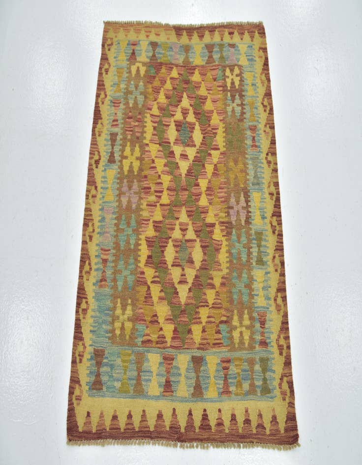 Detail image of  3' x 3' 8  Hand Woven Kilim Maymana Wool Square Rug