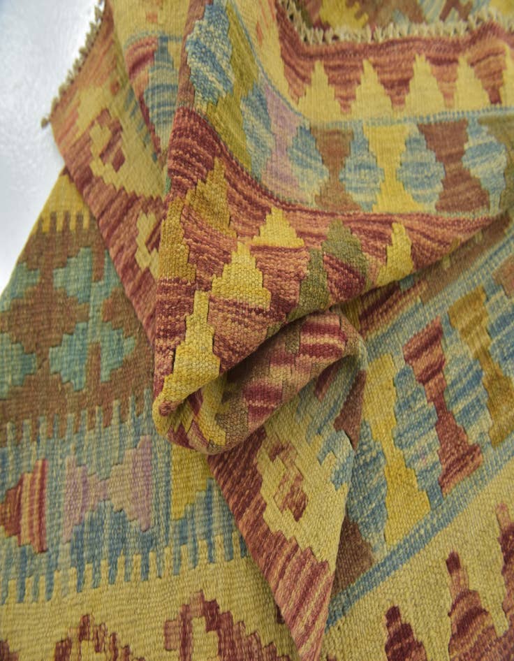 Detail image of  3' x 3' 8  Hand Woven Kilim Maymana Wool Square Rug