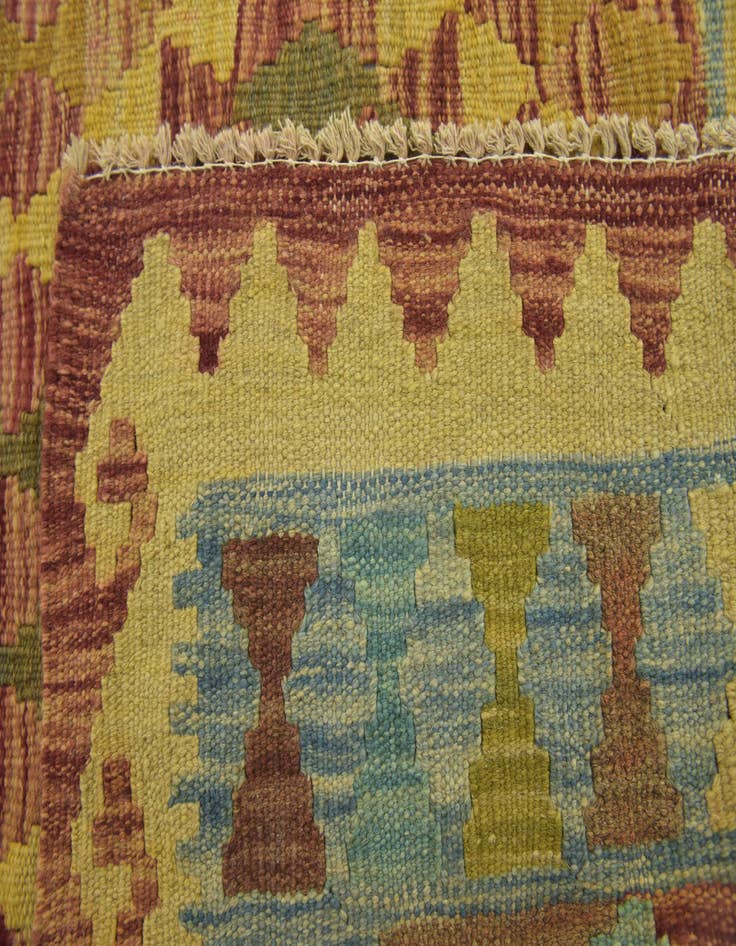 Detail image of  3' x 3' 8  Hand Woven Kilim Maymana Wool Square Rug