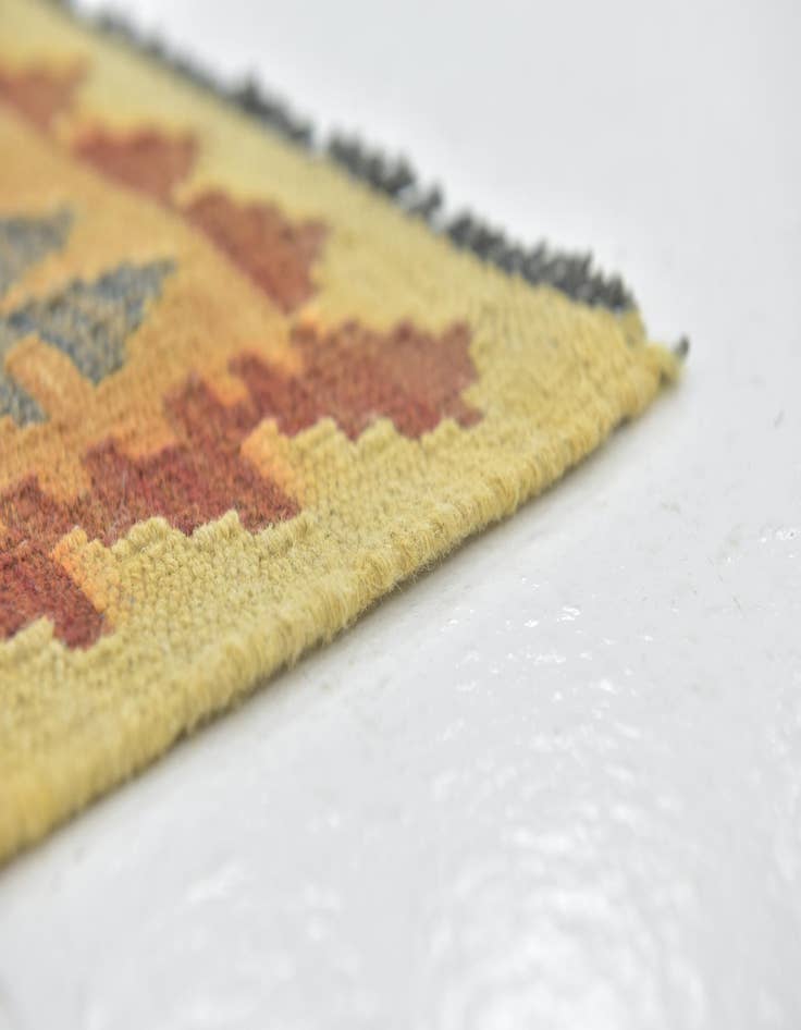 Detail image of  3' 2 x 3' 7  Hand Woven Kilim Maymana Wool Square Rug