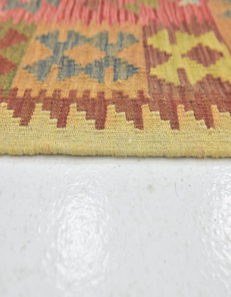 Detail image of  3' 2 x 3' 7  Hand Woven Kilim Maymana Wool Square Rug