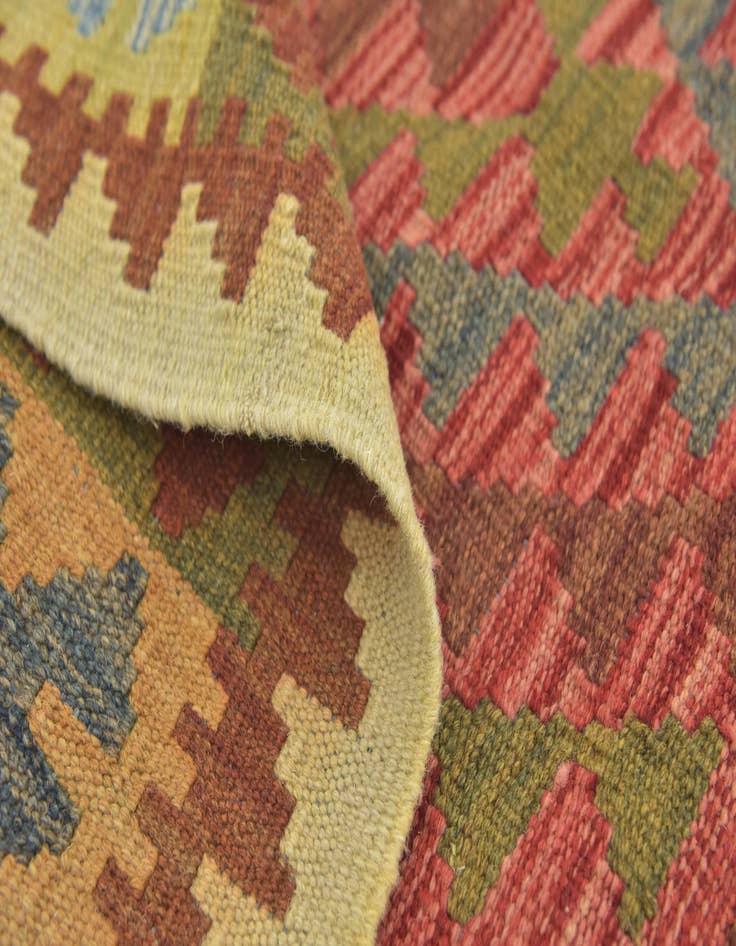 Detail image of  3' 2 x 3' 7  Hand Woven Kilim Maymana Wool Square Rug