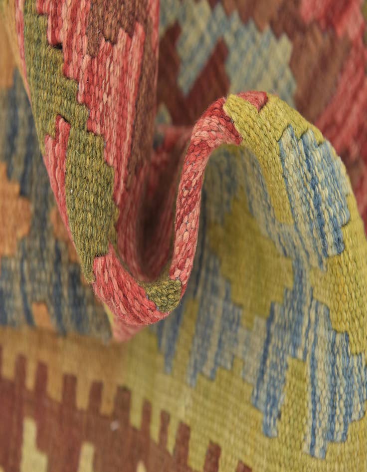 Detail image of  3' 2 x 3' 7  Hand Woven Kilim Maymana Wool Square Rug