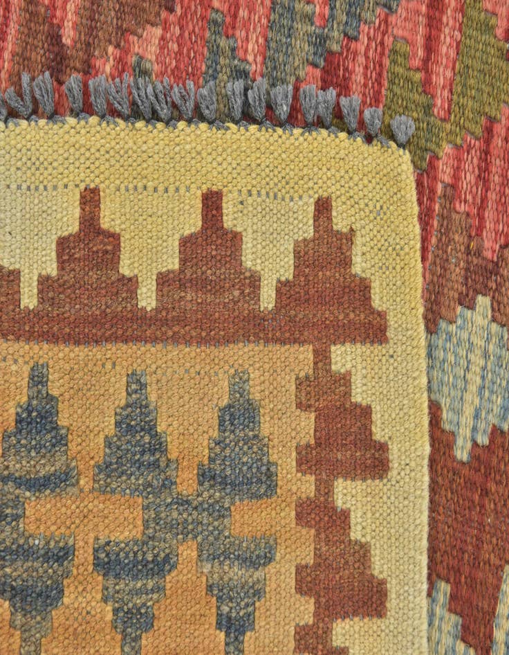 Detail image of  3' 2 x 3' 7  Hand Woven Kilim Maymana Wool Square Rug