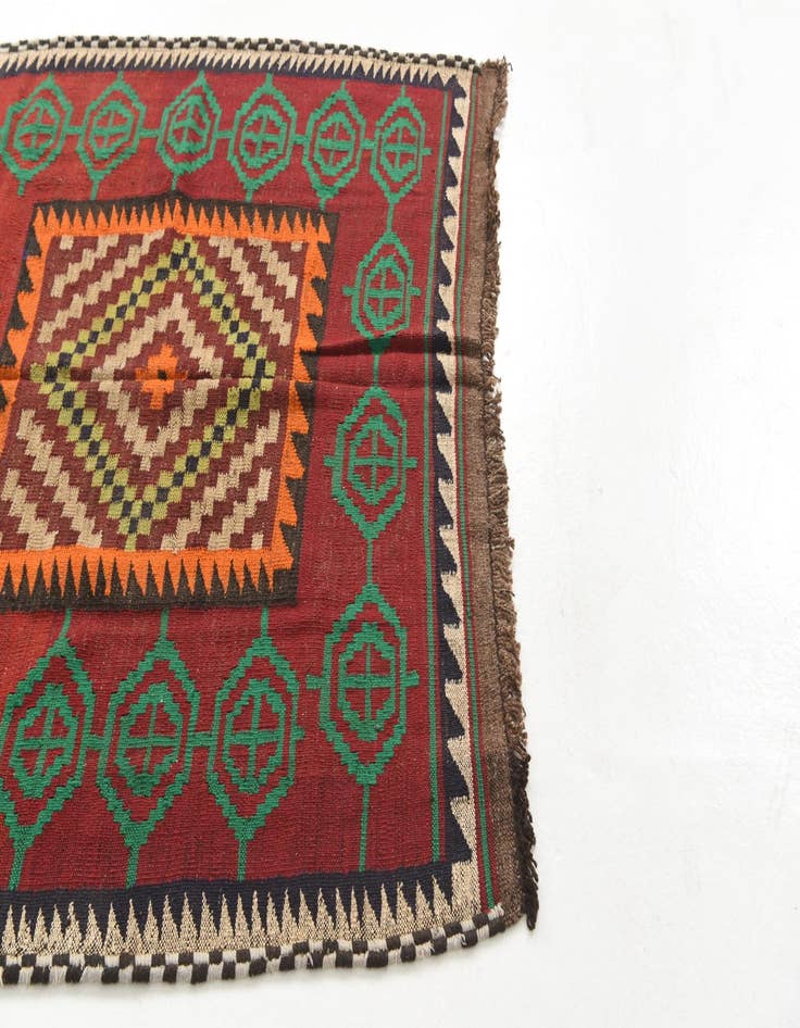 Detail image of  4' 4 x 4' 4  Hand Woven Kilim Maymana Wool Square Rug