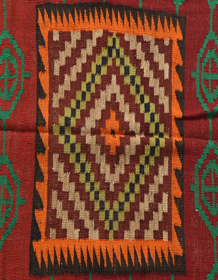 Detail image of  4' 4 x 4' 4  Hand Woven Kilim Maymana Wool Square Rug