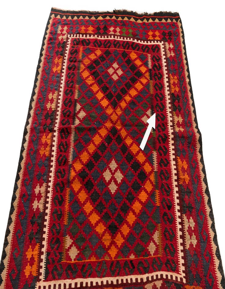 Detail image of 4' 11 x 5' 10 Hand Woven Kilim Maymana Wool Square Rug