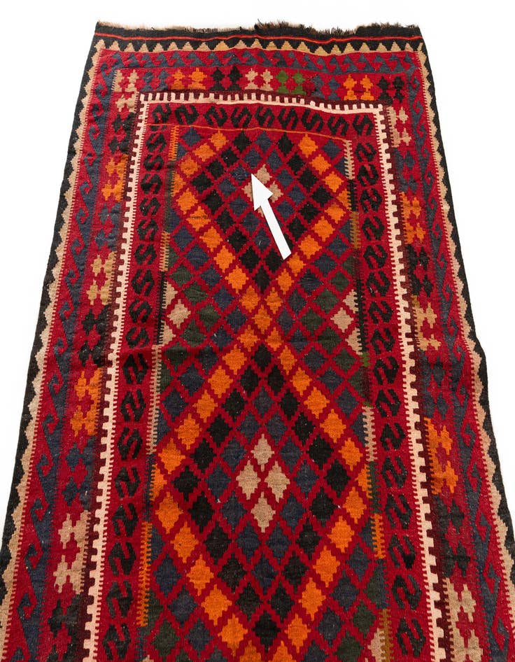 Detail image of 4' 11 x 5' 10 Hand Woven Kilim Maymana Wool Square Rug